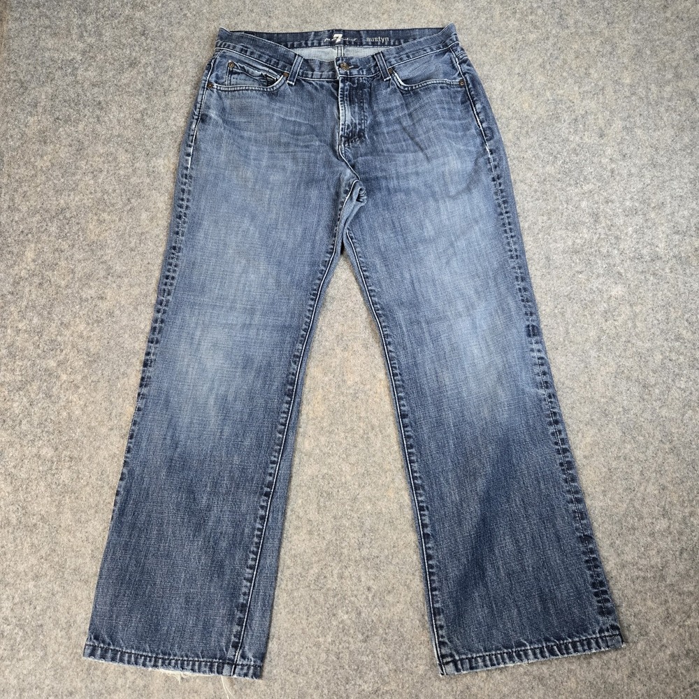 7 For All Mankind Austyn Jeans Mens 33x29 Blue‎ Denim Relaxed Fit Straight Leg